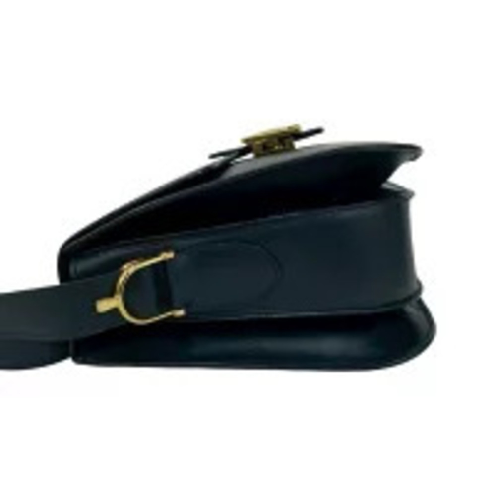 CELINE Calf Leather Shoulder Bag Pochette Sacoche Carriage Navy Blue - Picture 5 of 10